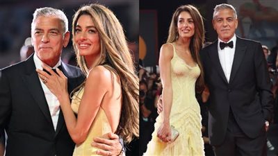 أمل كلوني تنفي شائعات انفصالها عن زوجها بمساعدة براد بيت في مهرجان البندقية