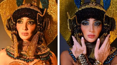 ملكة جمال مصر لوجينا صلاح تذهل الجميع بزي كليوباترا في مسابقة الأزياء الوطنية 2024 