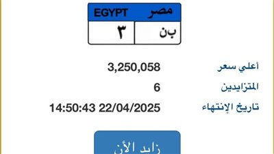 «يا ترى ابن مين في مصر».. لوحة سيارة يتخطى سعرها 3 ملايين جنيه