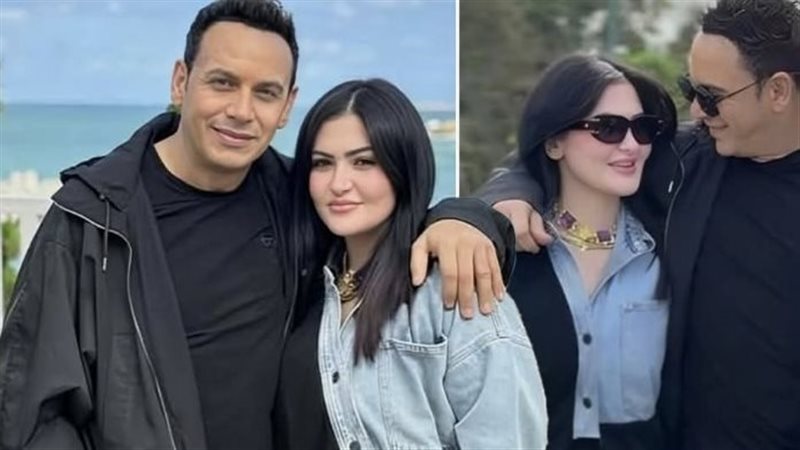 مصطفى قمر مع زوجته غادة رزق 