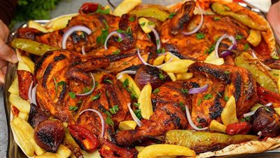 طريقة عمل الدجاج المشوي بالتتبيلة الخاصة والتوابل العربية الحارة