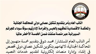 النائب العام يأمر بتقديم تشكيل عصابي دولي صُنف ضمن الخمسة الأخطر عالميًا للمحاكمة والمحكمة تعاقبهم بالحبس والغرامة