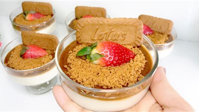 حلويات لذيذة وسهلة التحضير.. طريقة عمل مهلبية  اللوتس 