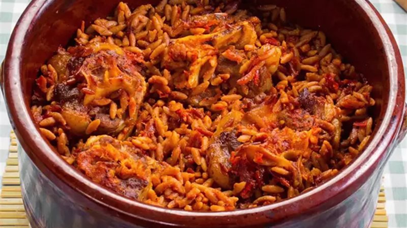 طاجن لسان العصفور باللحم