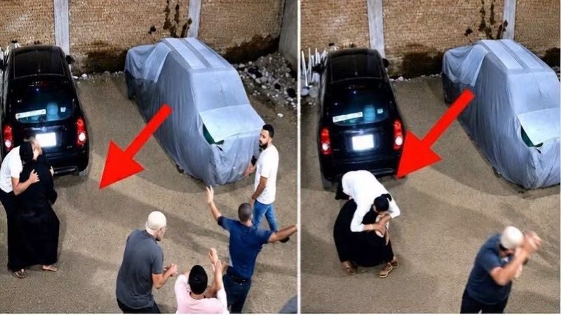 سيدة تدافع عن زوجها بالمصارعة 