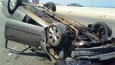 مصرع شخص وإصابة زوجته في حادث انقلاب سيارة بالدقهلية 