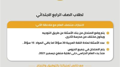 جدول امتحانات الصف الرابع الابتدائي 2022 الترم الأول.. اعرفي مواصفات الورقة