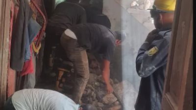 انهيار عقار جديد فى شارع البحر الأعظم.. وانتشال جثة مسنة  