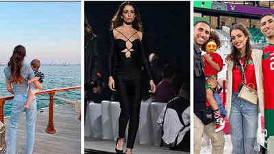 مدرجات وحفلات.. شاهدي إطلالات زوجة أشرف حكيمي في قطر