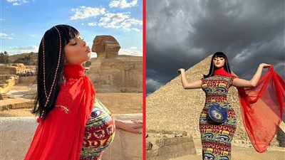 «بقبلة لأبو الهول» عارضة الأزياء ديمي روز توثق زيارتها للأهرامات المصرية