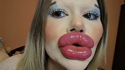 فتاة تنفق 8 آلاف إسترليني للحصول على أكبر شفاه في العالم