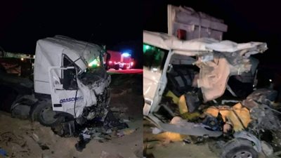 شهود يكشفون سبب حادث الوادي الجديد| «مطب هواء» صدم الأوتوبيس في التريلا (صور)