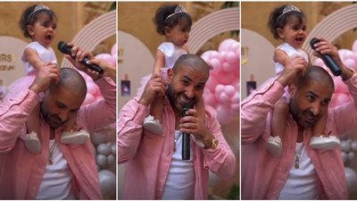 أحمد سعد وزوجته يحتفلان بعيد ميلاد ابنتهما (فيديو)