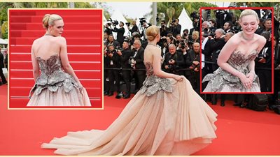 بطلة ماليفيسنت «إيل فانينج» بإطلالة ملكية بمهرجان كان السينمائي الـ 76 