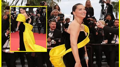 عارضة الأزياء أدريانا ليما بفستان مخملي أسود في مهرجان كان السنمائي 