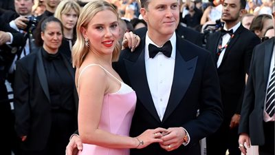 النجمة سكارليت جوهانسون وزوجها بمهرجان كان السينمائي الـ 76 