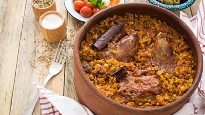 طريقة عمل طاجن فريك باللحمة لغداء ثالث أيام عيد الأضحى