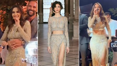 سيرين عبد النور تثير الجدل بإطلالتها في حفل زفاف غنى غندور