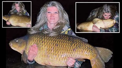 امرأة تصطاد سمكة وزنها حوالي 29 كيلوجرام وتحطم الرقم القياسي لصيد النساء في بريطانيا 