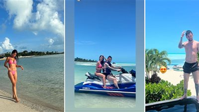 ليونيل ميسي على شواطيء الكاريبي برفقة زوجته قبل الانضمام إلى إنتر ميامي| صور