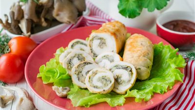 طريقة عمل رول الدجاج بالجبن و المشروم