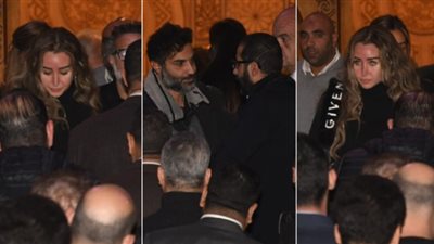 هنا الزاهد وأحمد فهمي يلتقيان بعد طلاقهما في عزاء شقيق أحمد حلمي (صور)