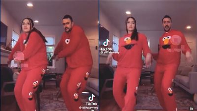 ياسمين عبد العزيز وزوجها أحمد العوضي يرقصان بـ«البيجاما الحمراء» (فيديو) 