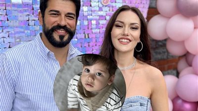 بوراك أوزجيفيت وفهرية أفجان يكشفان عن وجه ابنهما لأول مرة (صور)