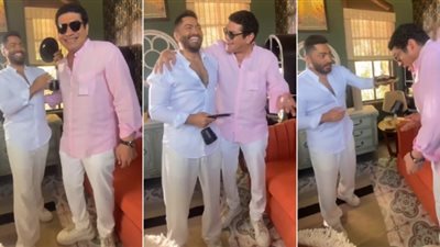 مقلب تامر حسني في باسم سمرة يثير ضحك الجمهور (فيديو)   