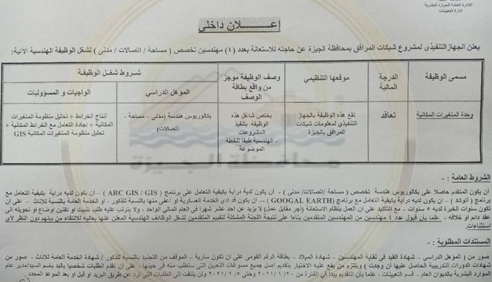 محافظة الجيزة تُعلن عن وظائف لـ المهندسات بـ«شبكات المرافق»